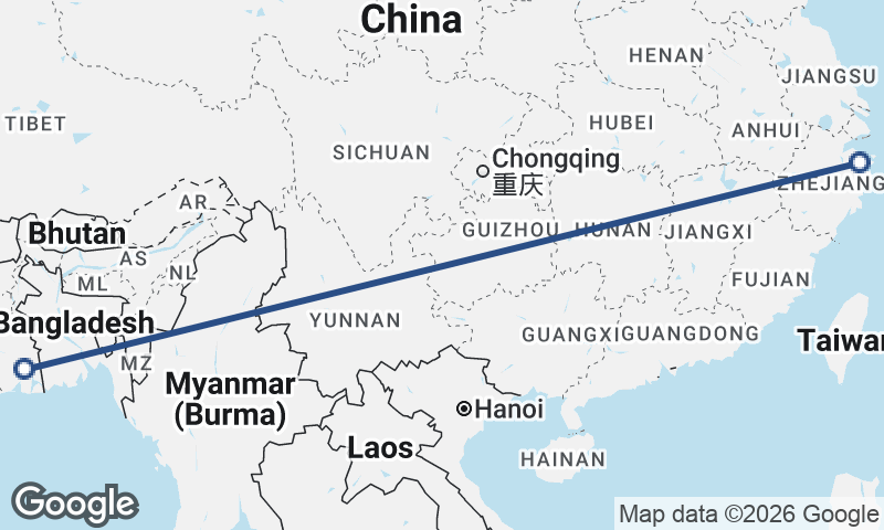 Kolkata to Ningbo