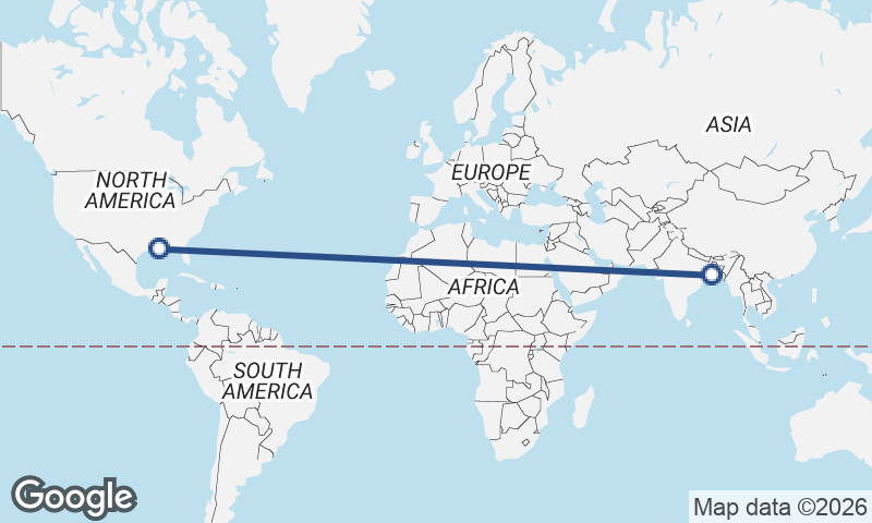 Kolkata to New Orleans