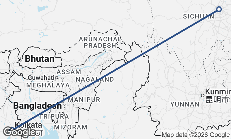 Kolkata to Chengdu