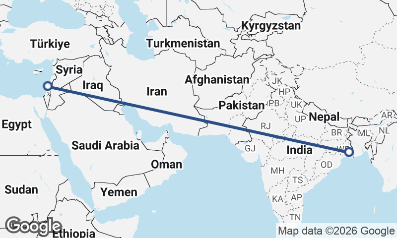 Kolkata to Haifa
