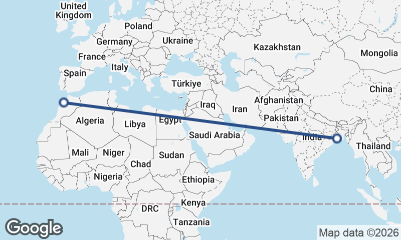 Kolkata to Casablanca