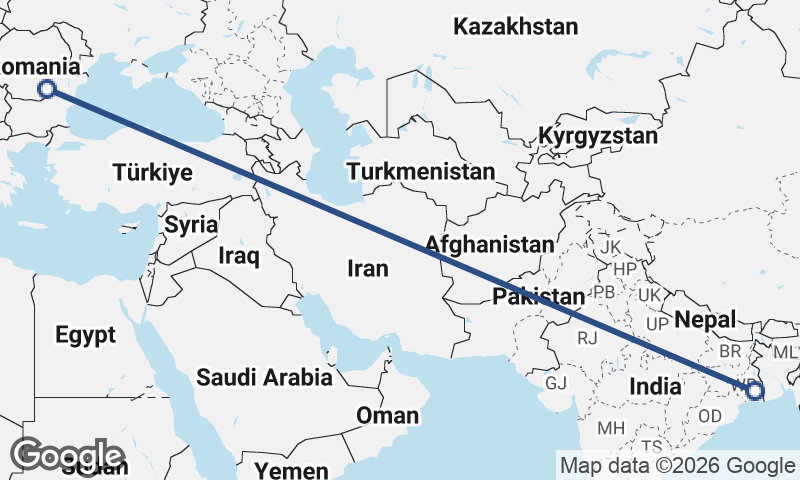 Kolkata to Bucharest