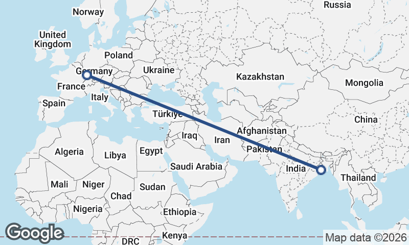 Kolkata to Strasbourg