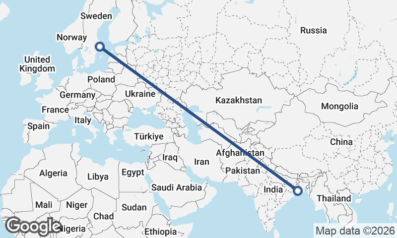 Kolkata to Stockholm