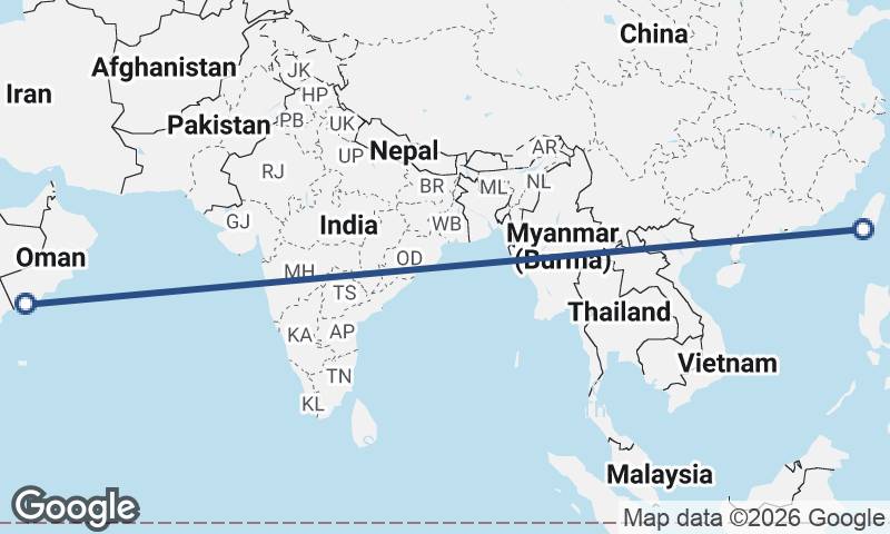 Kaohsiung to Şalālah