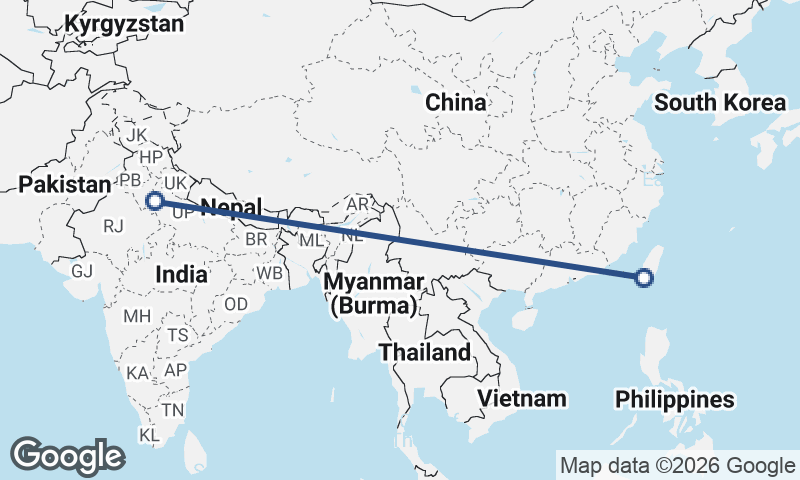 Kaohsiung to Delhi