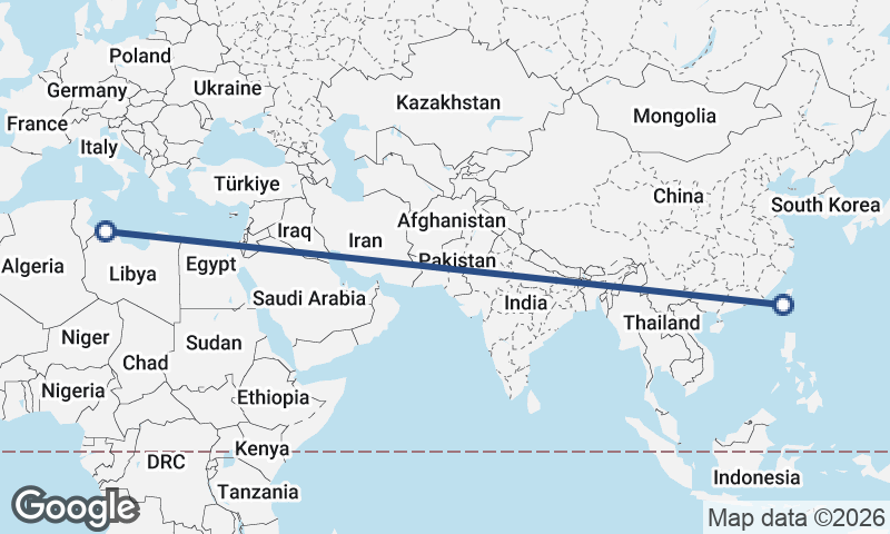 Kaohsiung to Tripoli