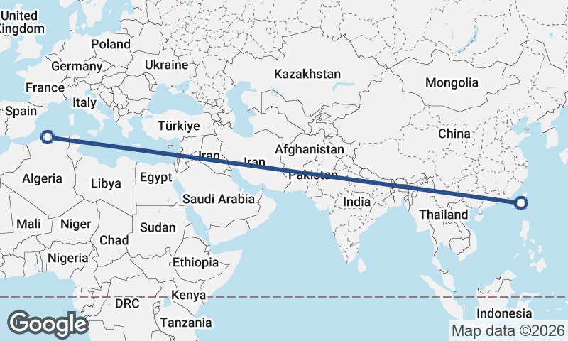 Kaohsiung to Algiers