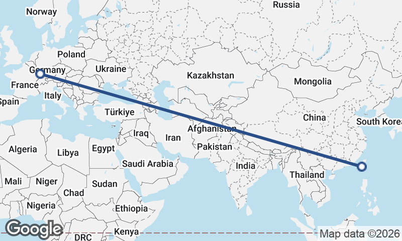 Kaohsiung to Strasbourg