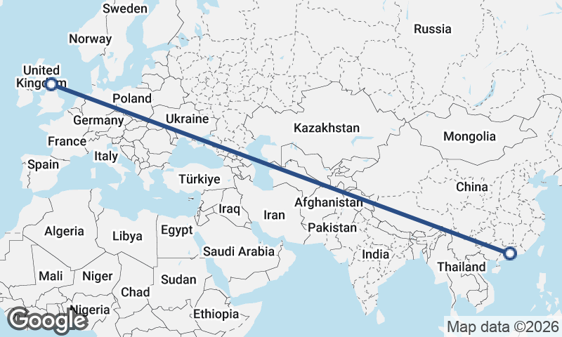 Foshan to Newcastle upon Tyne