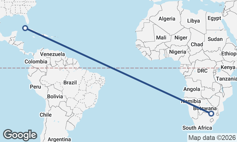 Havana to Johannesburg