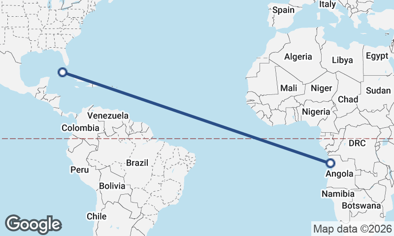 Havana to Luanda