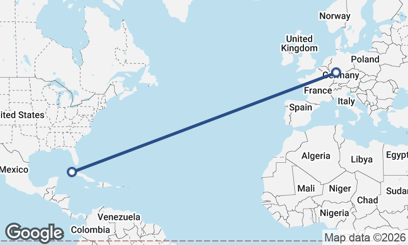 Havana to Frankfurt