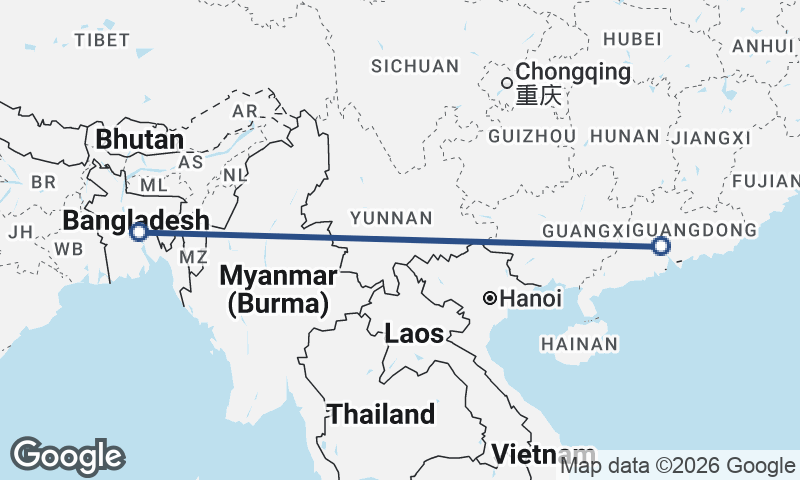 Guangzhou to Dhaka
