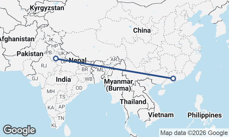 Guangzhou to Delhi