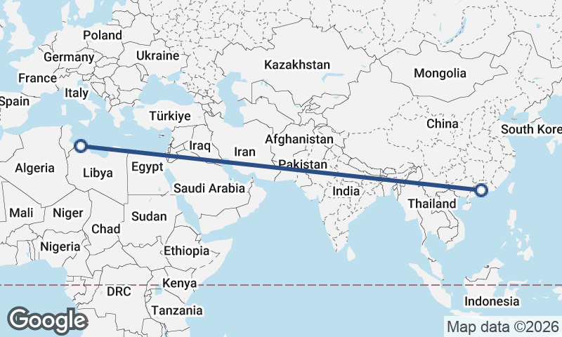 Guangzhou to Tripoli