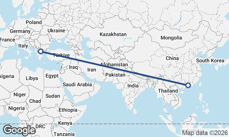 Guangzhou to Thessaloníki