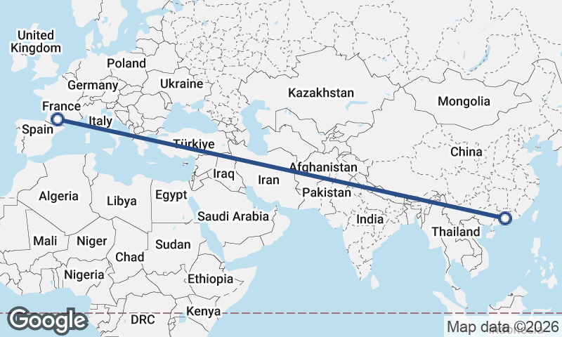 Guangzhou to Toulouse