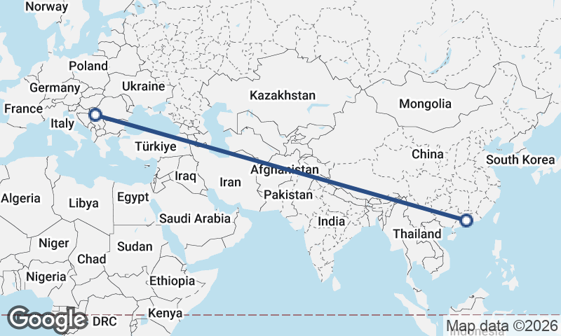 Guangzhou to Belgrade