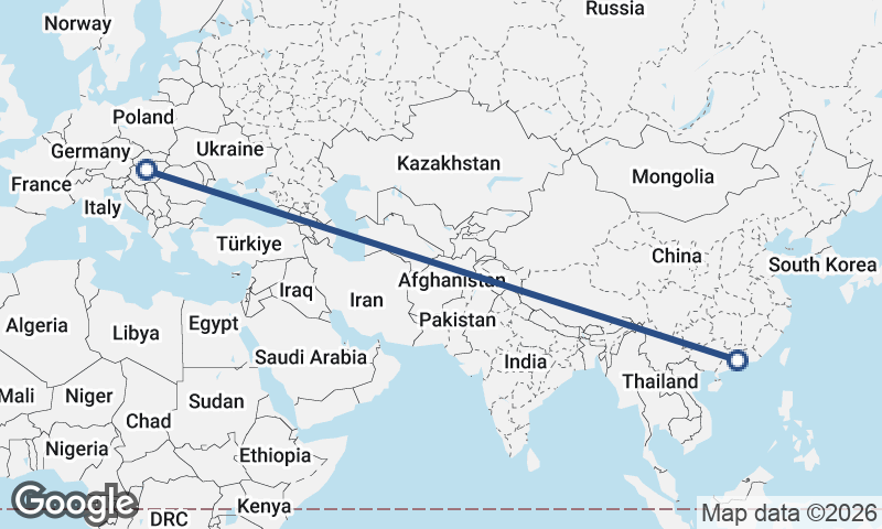 Guangzhou to Budapest