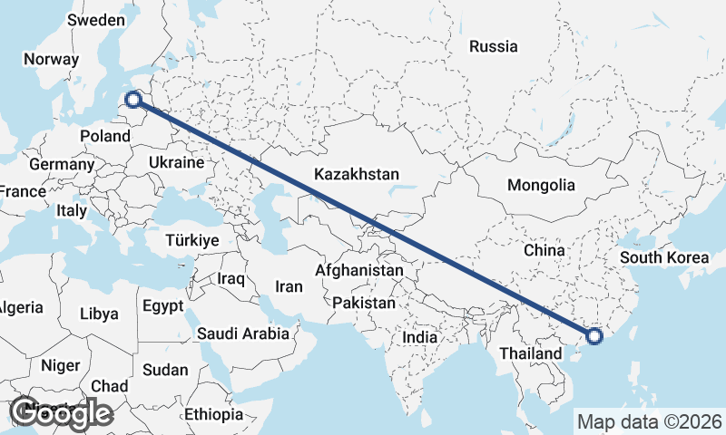 Guangzhou to Riga