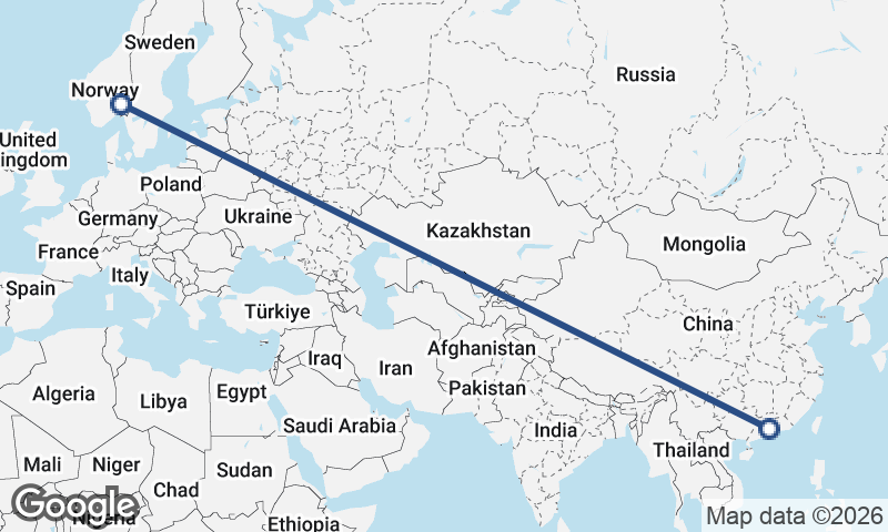 Guangzhou to Oslo