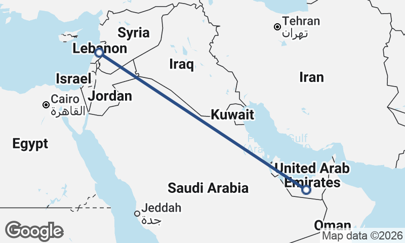United Arab Emirates to Lebanon