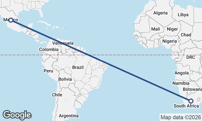 Mexico to South Africa