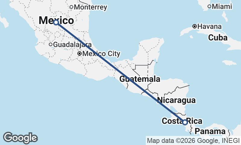 Mexico to Costa Rica