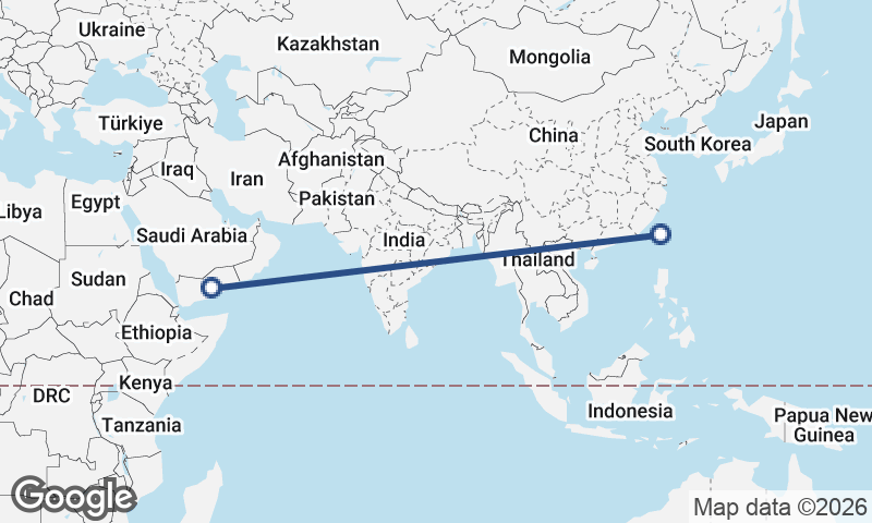 Taiwan to Yemen