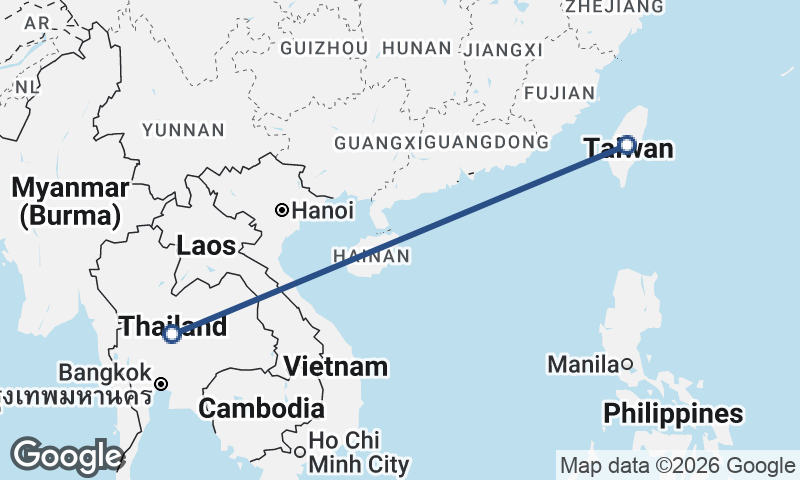 Taiwan to Thailand