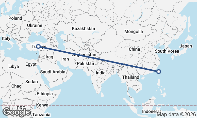Taiwan to Turkey