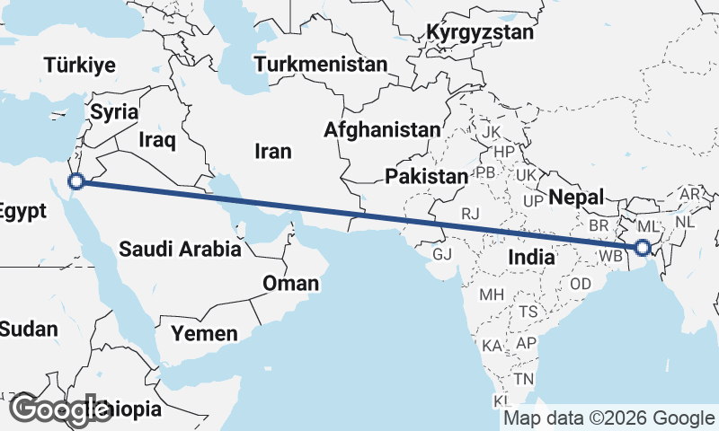 Dhaka to Al ‘Aqabah