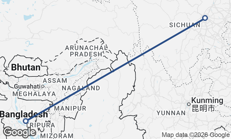 Dhaka to Chengdu