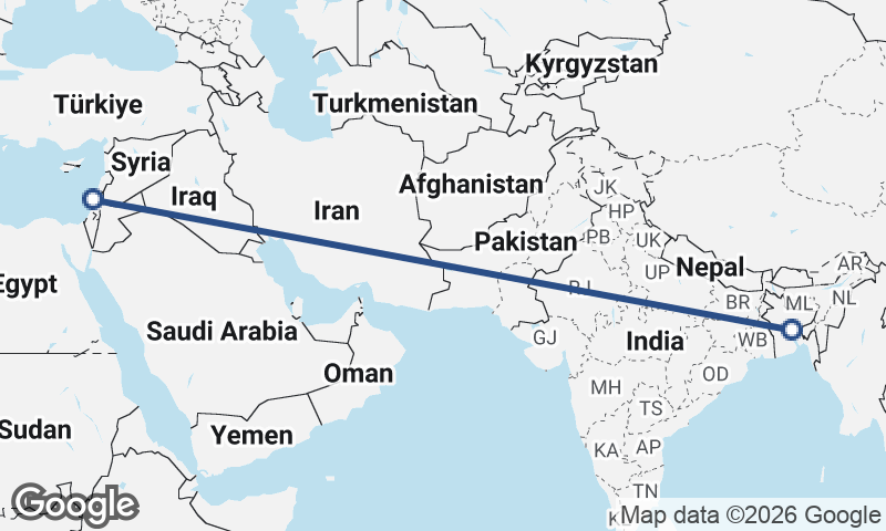 Dhaka to Haifa