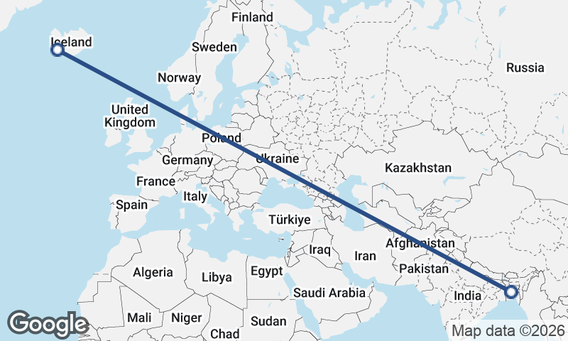 Dhaka to Reykjavík