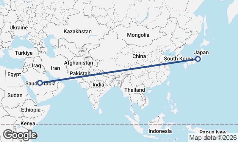 Saudi Arabia to Japan