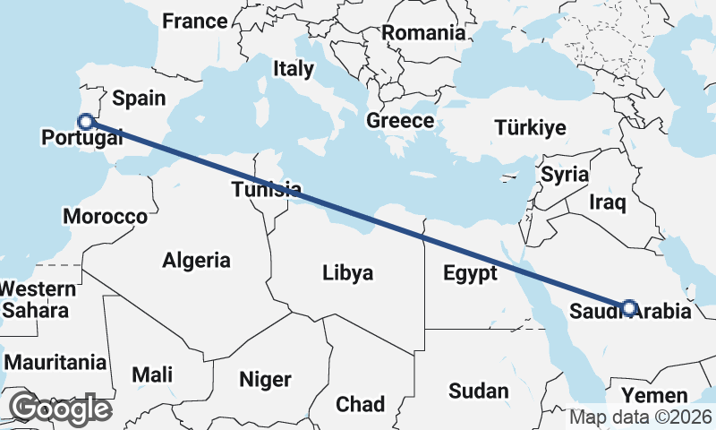 Saudi Arabia to Portugal