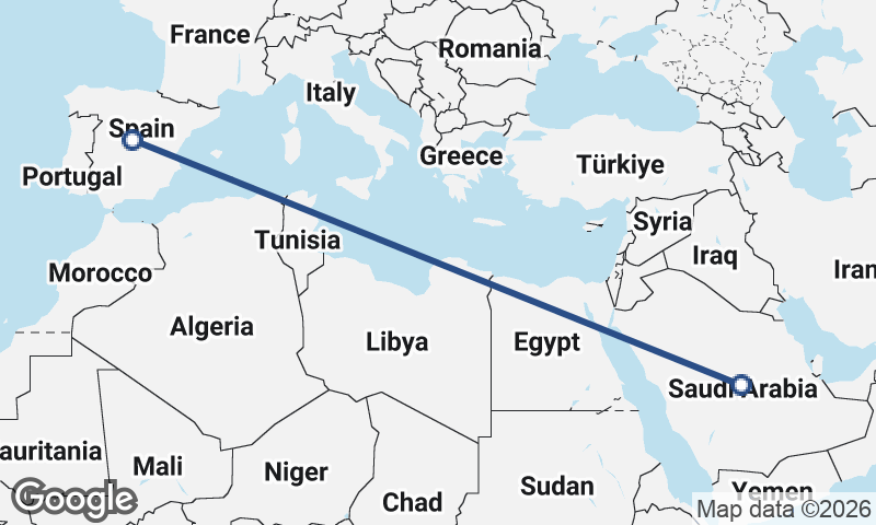 Saudi Arabia to Spain