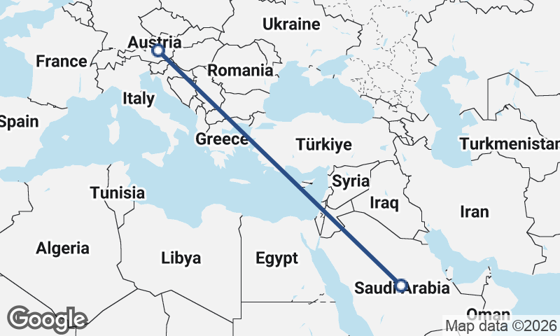 Saudi Arabia to Austria