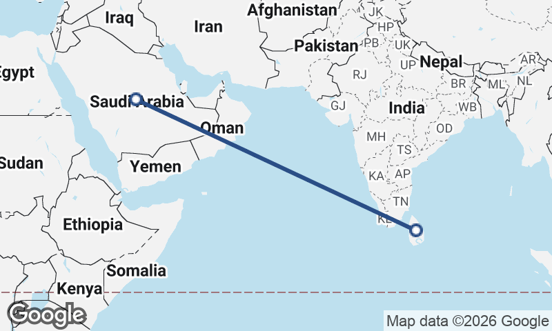 Saudi Arabia to Sri Lanka