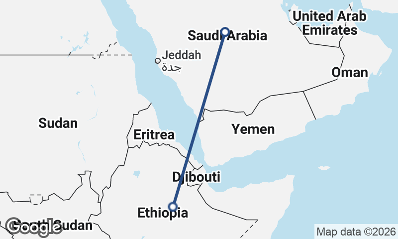 Saudi Arabia to Ethiopia