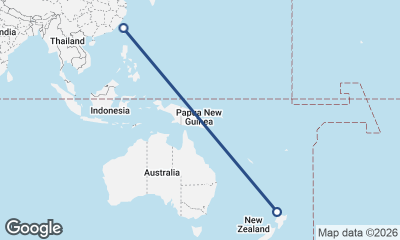 Taichung to Auckland