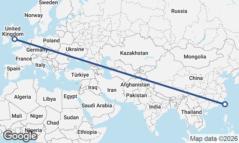 Taichung to Liverpool