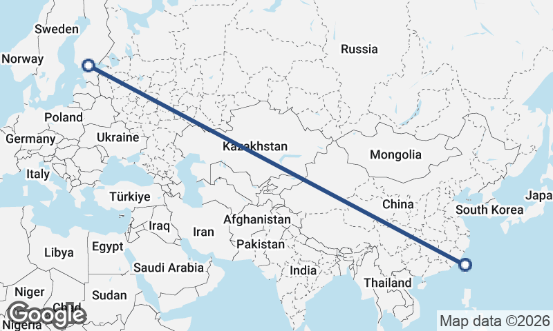 Taichung to Helsinki