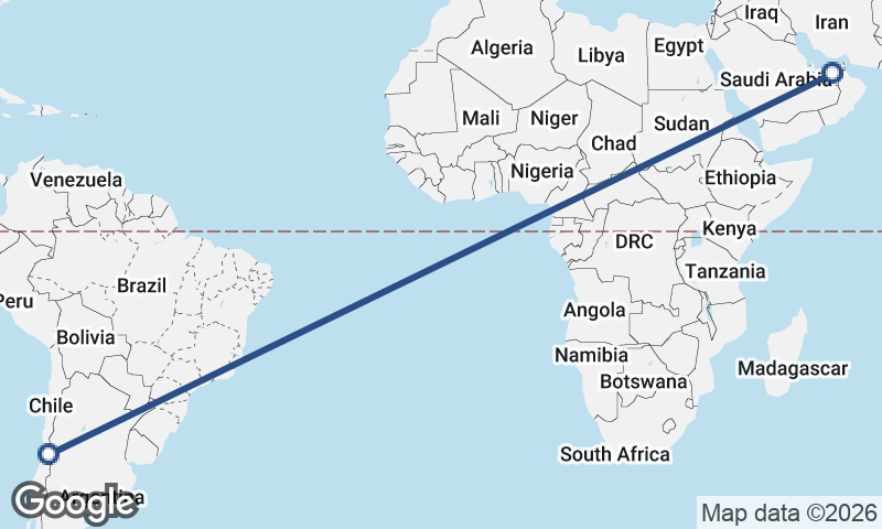 Abu Dhabi to Santiago