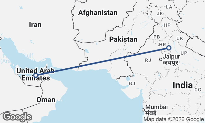 Abu Dhabi to Delhi
