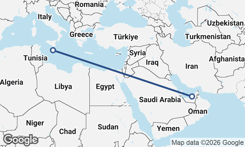 Abu Dhabi to Valletta