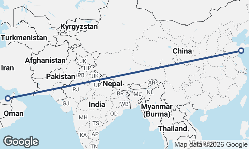 Abu Dhabi to Qingdao