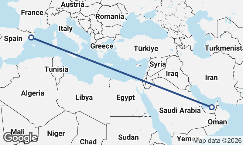 Abu Dhabi to Barcelona